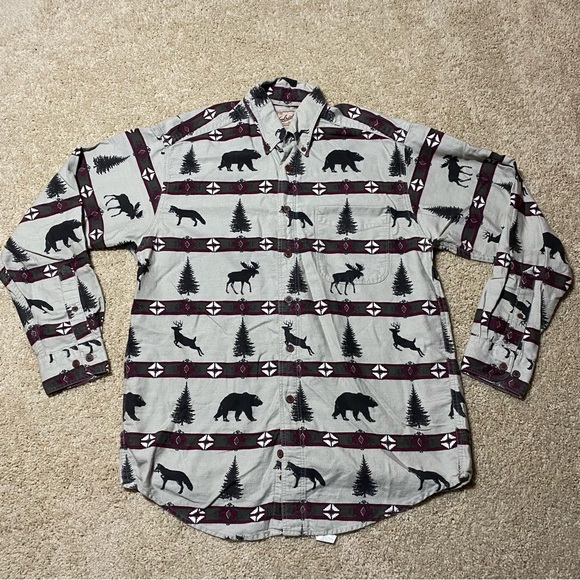 Woolrich Other - Woolrich Moose Deer Outdoor Tree Forest Aztec Flannel Long Sleeve Button Medium
